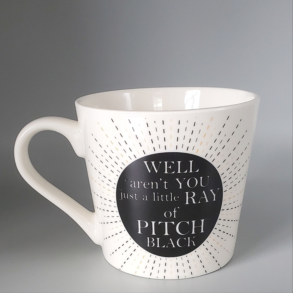 Ray Of Pitch Black Novelty Mug White  Black and Gold Design By Casa Signature